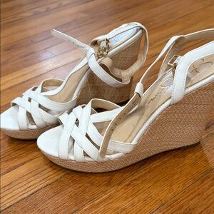 Jessica Simpson Cream Wedge Sandals